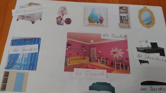 Игра  "Was passt zusammen" (лото) по теме "Мебель", 5 класс