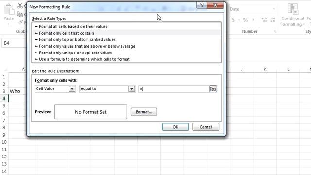 Microsoft Excel: Use Conditional Formatting To Hide "No Date" (0-Jan-1900) Values