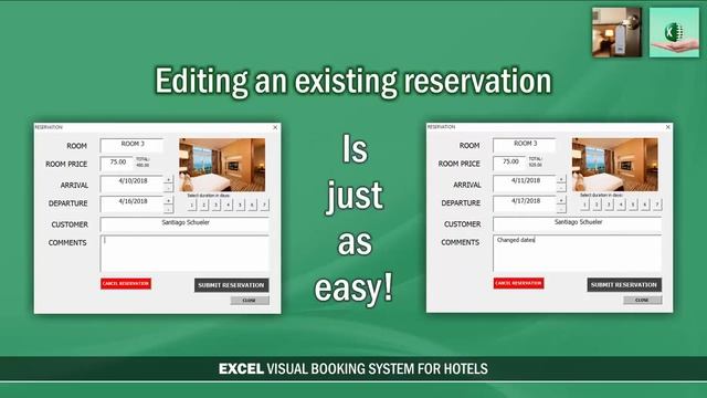 EXCEL Visual Hotel Booking System