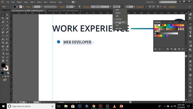 Creative CV/Resume design in Adobe Illustrator CC