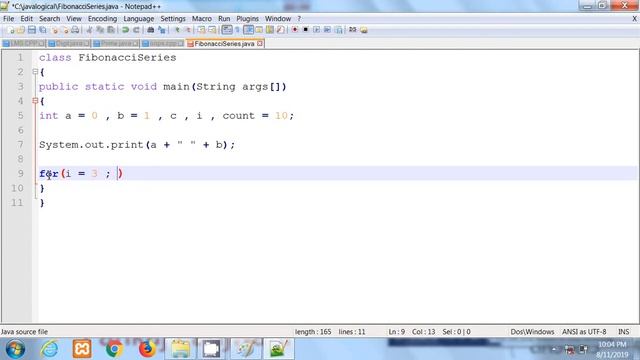 Fibonacci Series in Java  without using Recursion | Hindi