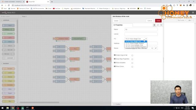 HONEY MODBUS IO TCP ด้วย Node Red ใช้งานพร้อมกันทั้ง Modbus RTU และ Modbus TCP/IP