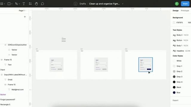 Clean up and organize Figma files created by other designer-Create components