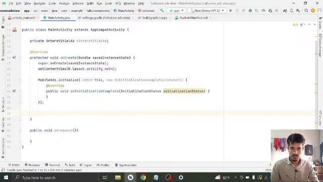 Fullscreen ads implements/java/android studio