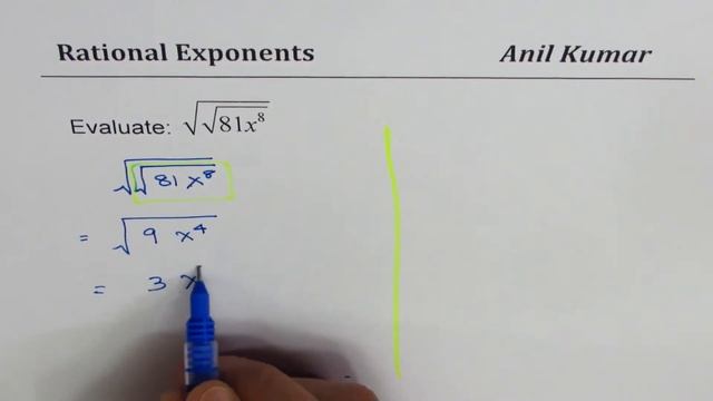 Rational Exponents (81 x^8)^(1/4)