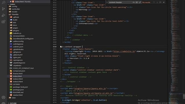 Plantilla open source Adminlte para desarrollo en php  parte 1