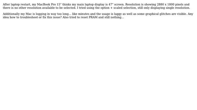 Apple: MacBook Pro 15" screen resolution way too high, unable to change resolution