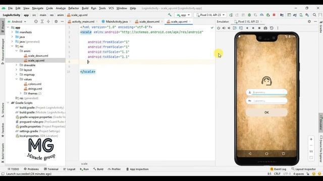 3 dars.Login oynasi android studioda.Login activity from android studio animation.Miracle Group