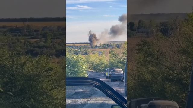 Украинцы снимают прилеты Торнадо-С по своей колонне.