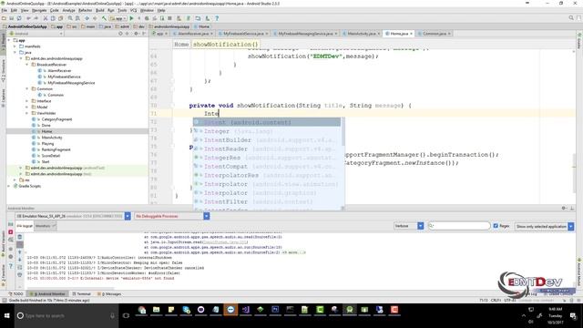 Android Studio Tutorial - Online Quiz App part 7 (Push Notification) edmt dev