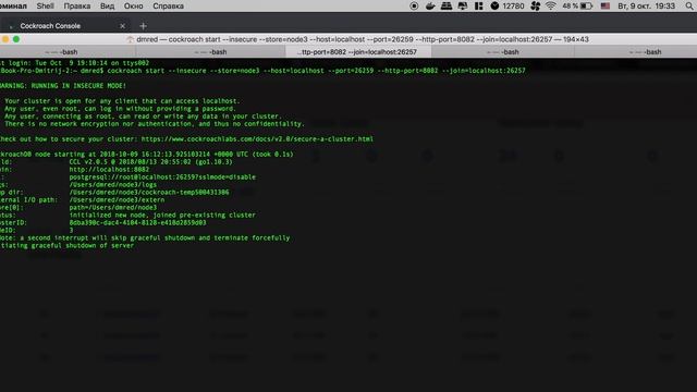CockroachDB | Остановка кластера