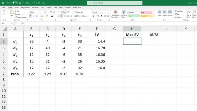 Decision Analysis - EMV and EVPI in Excel