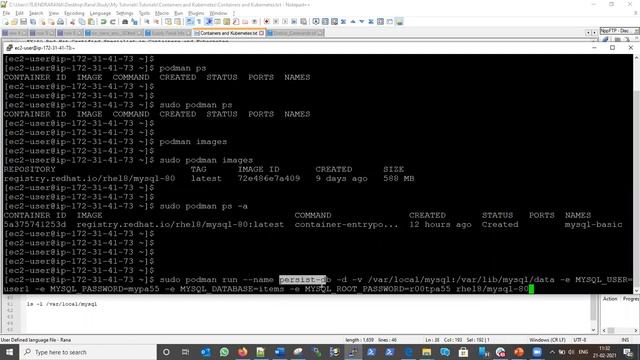 Container Life Cycle, Persistent Storage to Containers (Containers and Kubernetes Part-3) EX-180