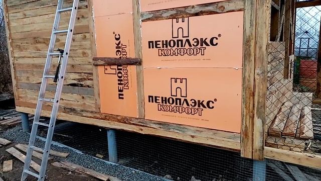 Каркасный курятник. Утепление с наружи.