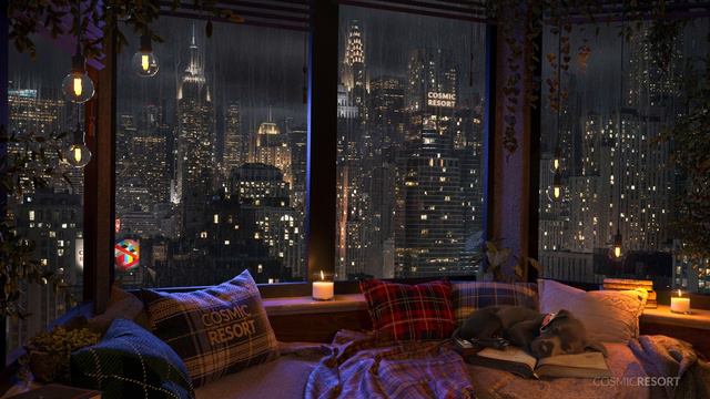 New York Manhattan Cozy Nook Corner   with Relaxing Rain Sounds for Sleeping