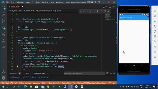 Dropdown In flutter.| Create dropdown menu| #flutter #dropdownmenu