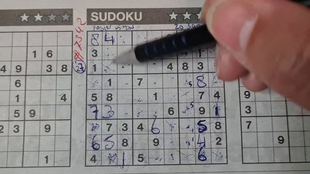 (#7342) Friday Three Stars Sudoku puzzle. Bonus Extra edition. 10-27-2023  part 1 of 4