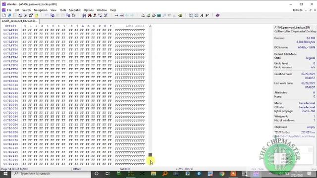 Apple EFI password removal  with winhex