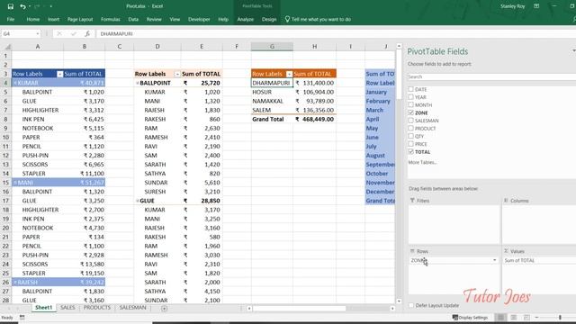 Pivot Table In Tamil | Expand and Collapse Pivot Table in Excel