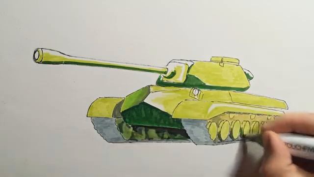 Как нарисовать ТАНК маркерами поэтапно