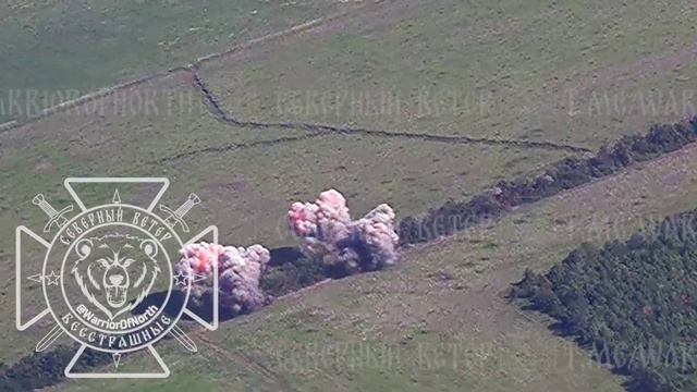 Авиация группировки"Север"продолжает уничтожать позиции ВСУ в Харьковской области.Прилёт 2 ФАБов