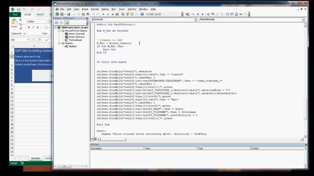 SAP GUI Scripting - Extract SAP report data to Excel