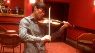 Samuel test playing 1699 Stradivarius violin in WATTIS room inside Davies Hall. 4/26/2015.