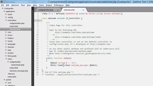 Tutorial CodeIgniter 6: Llamar vistas y funciones