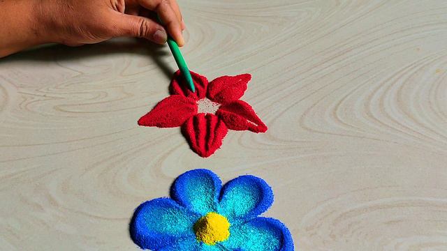 #1302   3 flowers rangoli   satisfying video   sand art