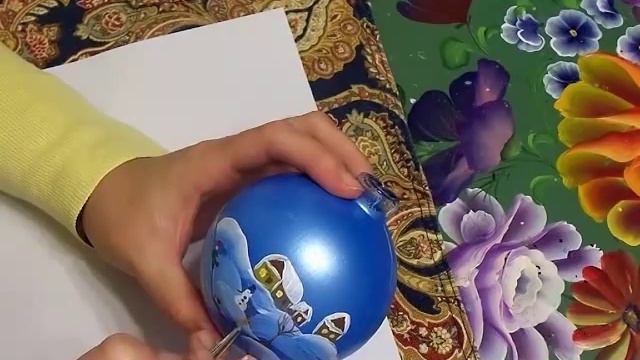 Роспись. Елочная игрушка. Painted Christmas Glass Ornament