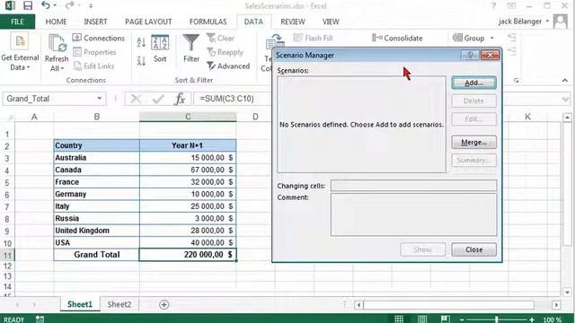 Excel 2013 - working with goal seek and scenarios