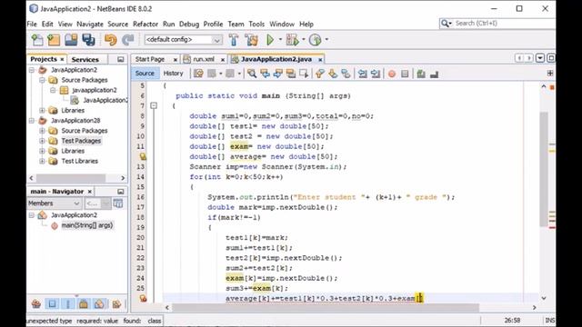 STUDENT'S GRADES USING  ARRAYS IN JAVA