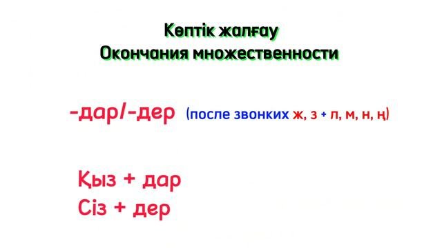КАЗАХСКИЙ язык за 5 МИНУТ  КӨПТІК жалғау  Окончания множественности в КАЗАХСКОМ языке