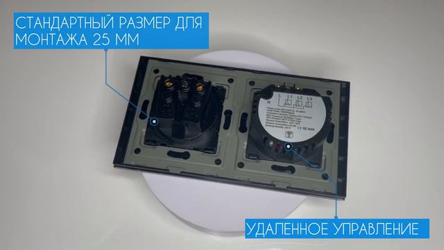 Розетка и умный WiFi выключатель Terem Techno двойной с Алисой стеклянный черный  VK-2-ROZ-чер