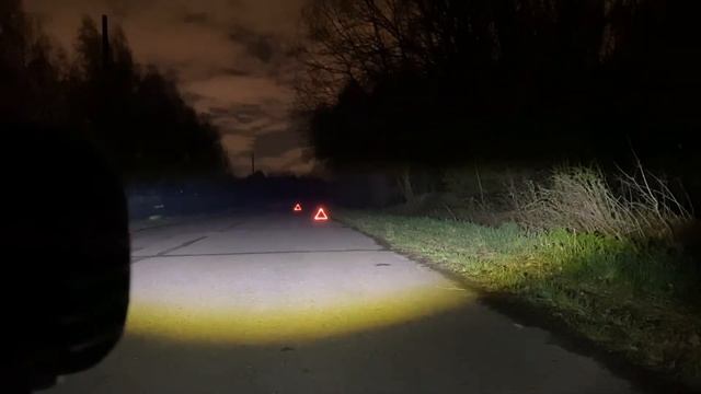 LED фара 3 линзы с СТГ - проверяем на дороге