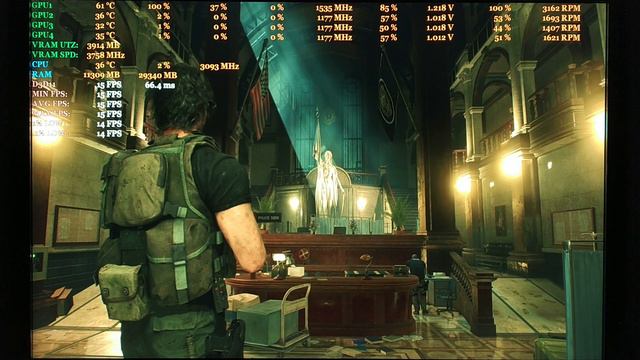RE3 REMAKE - GTX 970 - Static Testing(2 Mins) - R.P.D. Station/Main Hallway - 1 GPU @ 4k + 130% IQ