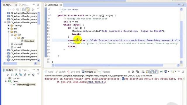 Advanced Java tutorial - Assertion Usage