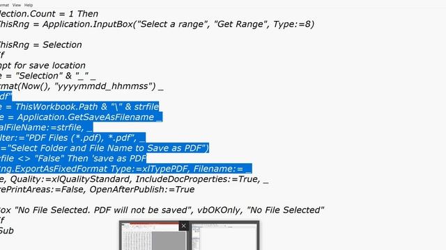 Save Excel Sheet as PDF with Simple Vba Macro