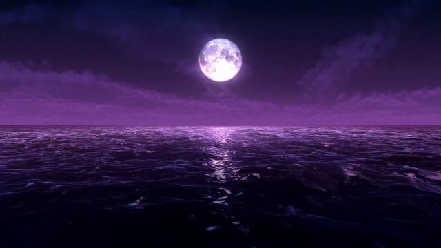 Красочный Пейзаж | Пурпурные Волны | Океан | Purple Ocean | Full Moon | Clouds - Живые Обои