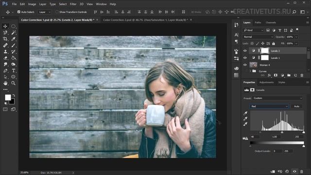 Цветокоррекция Photoshop.  Уровни