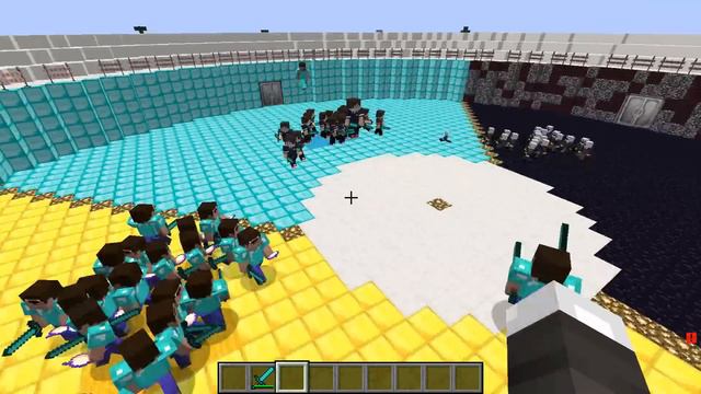 ТРИ АРМИИ СРАЗИЛИСЬ ПРОТИВ БОГА МАЙНКРАФТА В MINECRAFT! ЧИТЕР ПРО И ХАРДИ СРАЖАЮТСЯ АРМИЯМИ!