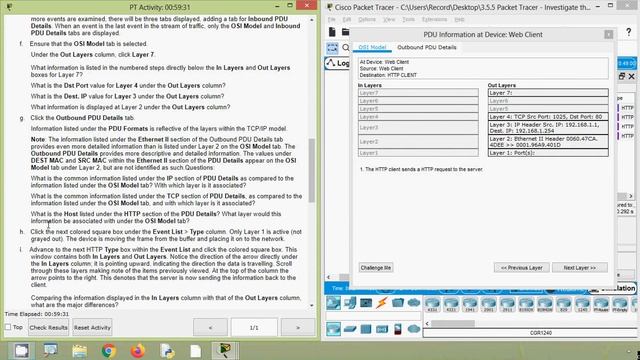 3.5.5 Packet Tracer - Investigate the TCP/IP and OSI Models in Action