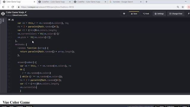 Vuejs Color Game