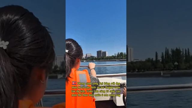 🇰🇵 Boating on Taedong river🛥️ the scenery is beautiful.