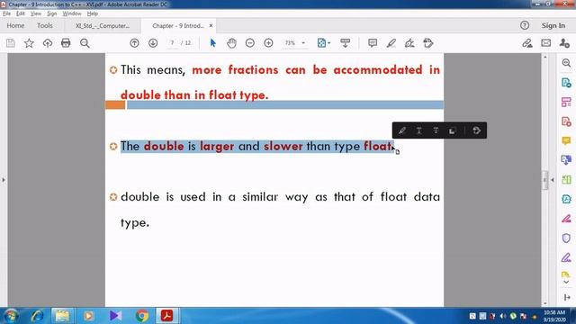 Float, Double, void data type, and Memory Representation of Fundamental Data Types.