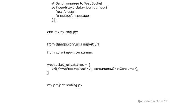 Django : django-channels: No route found for path