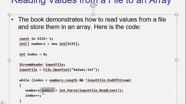 C#   Chapter 7   Arrays and Lists   Part 9 Passing Array as an Argument swf