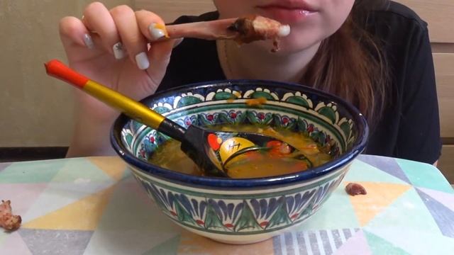 Вкуснейший ГОРОХОВЫЙ СУП асмр/копченые ребрышки мукбанг/домашняя еда асмр