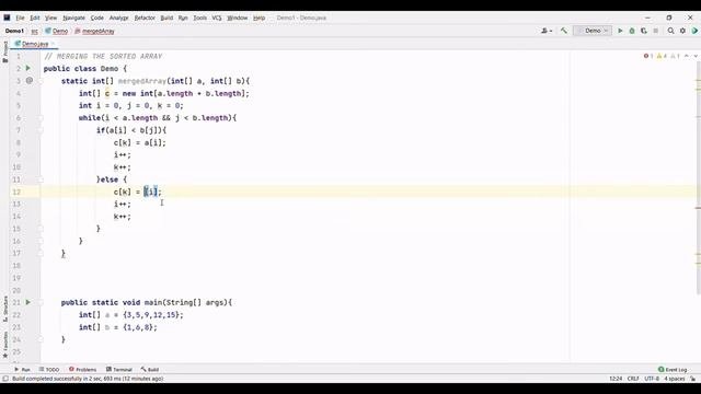 MERGING TWO SORTED ARRAY JAVA PROGRAMMING NO SOUND COPY CODE