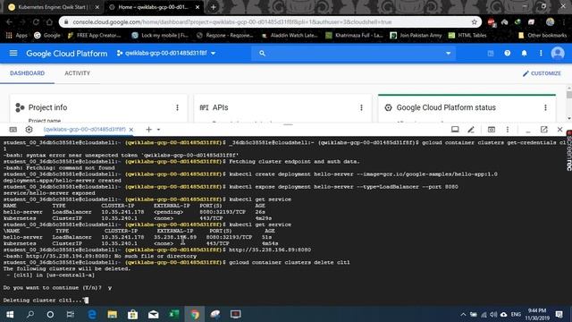 Google Cloud platform: How to complete 4rd Lab : Kubernetes Engine: Qwik Start part 4.